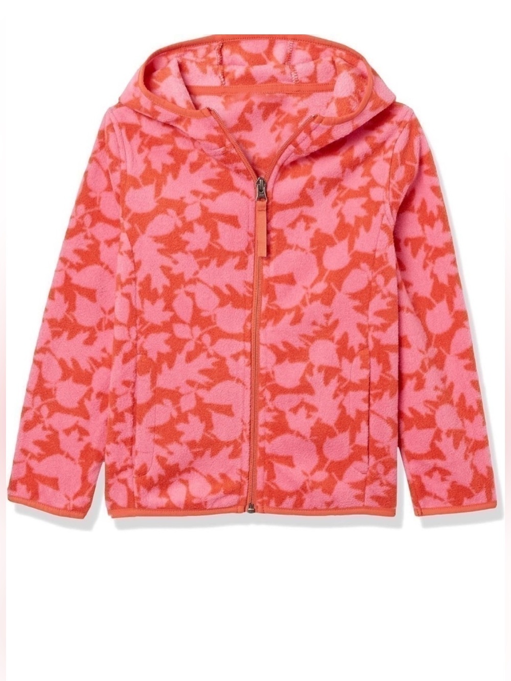 Amazon Essentials pink full zip hooded fleece jacket girls small NEW!!